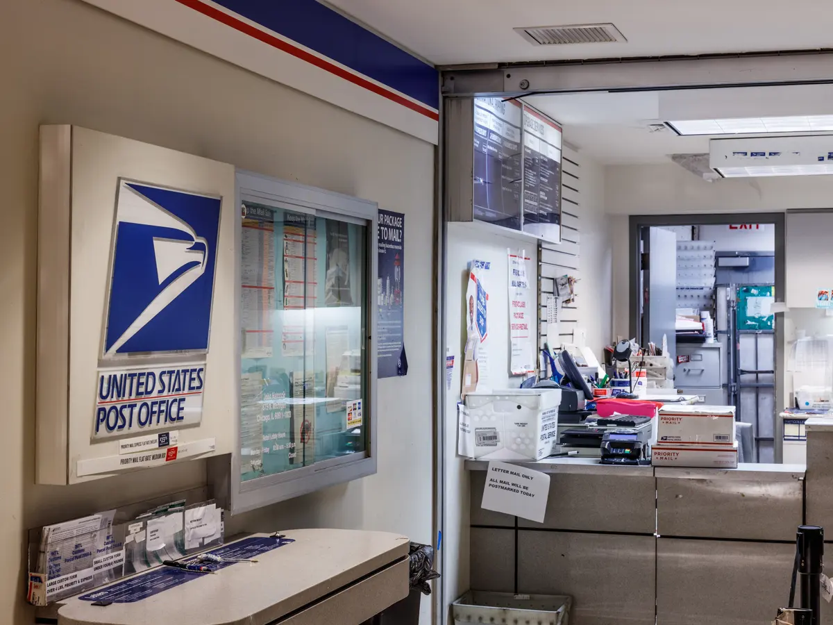 Counter inside a post office