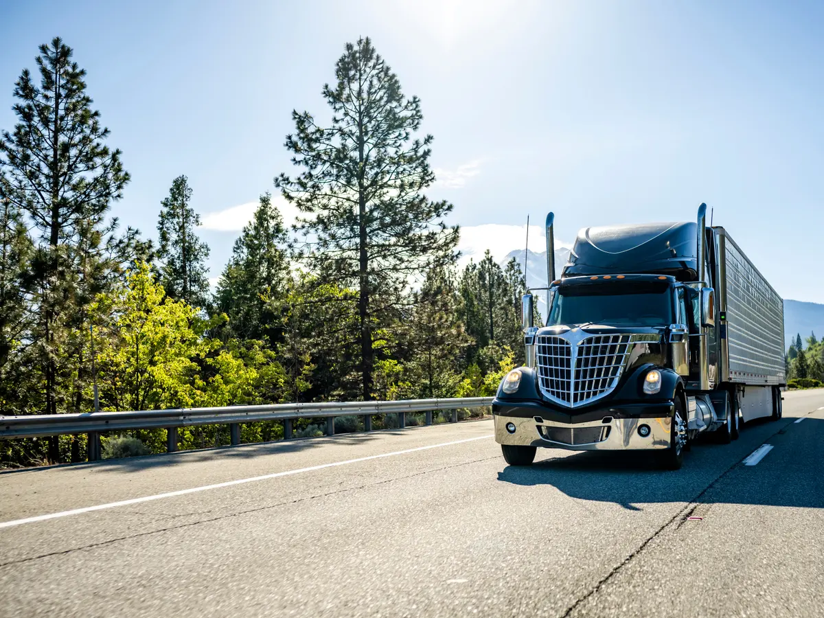 Truck driving on a highway